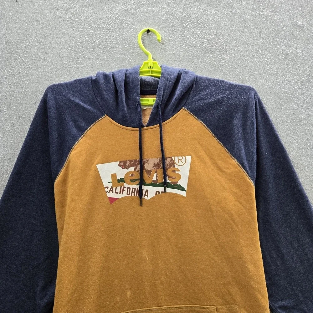 Levi's Men‎ Hoodie 3XL Mustard Colorblock Fleece Graphic Hoodie Long Sleeve